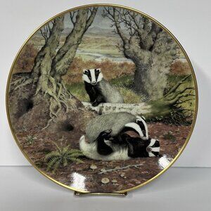 Woodland Year The Playful Badgers in October Plate Franklin Porcelain 1981
